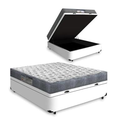 Imagem de Cama Box Báu Casal Linhão Branco + Colchão Iso 100 - Estrutura Reforçada - Imperium do Sono