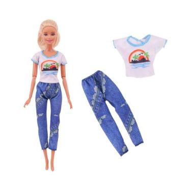 Imagem de Conjunto De Roupas De Boneca Barbie De 11,8 Polegadas, Camiseta, Jaque