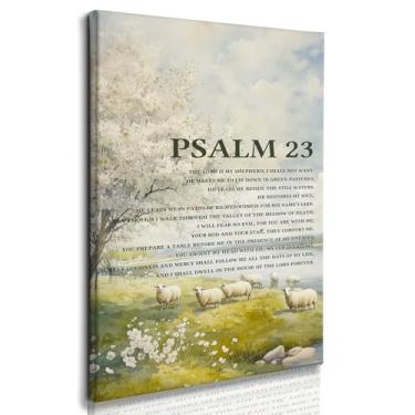 Imagem de Nitelat Arte de parede cristã, salmo 23 versículos bíblicos tela decoração de parede para casa quarto sala de estar igreja, fazenda rústica, cordeiro rústica, escritura religiosa, imagens em tela para