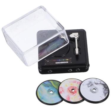 Imagem de Beaupretty Conjunto de Mini Toca-Discos: Modelo Simulado de CD Player & Discos de Vinil - Miniatura para Decoração de Casa de Bonecas