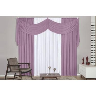 Imagem de Cortina Ravena 3,00x2,30m Branco e Lilás - Vivarti
