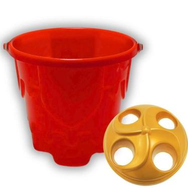 Imagem de Brinquedo Infantil de Praia Balde Sorvetão Vermelho Areia Parque Ar Li