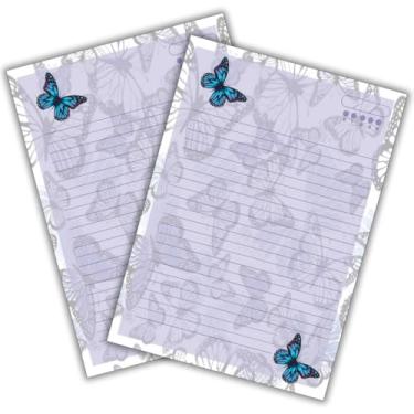 Imagem de Refil de fichário 80 folhas universitário borboleta azul pautado decorado