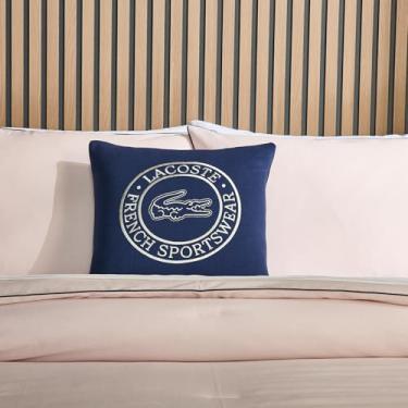 Imagem de Lacoste Moletom esportivo tricotado algodão almofada decorativa, 40,6 cm x 40,6 cm, azul-marinho