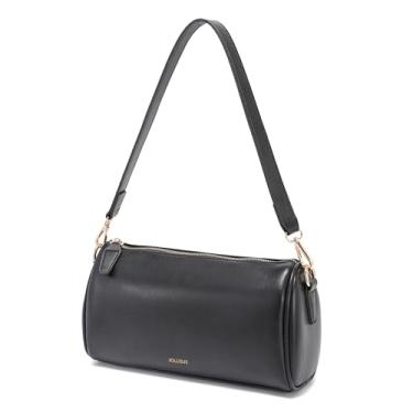 Imagem de JOLLQUE Bolsa transversal para mulheres, bolsa de mão pequena de luxo, bolsa de mão de camurça, bolsas Hobo de ombro outono inverno com zíper, Preto