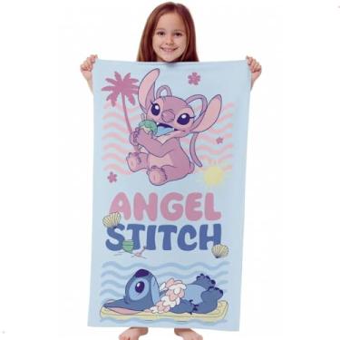 Imagem de Toalha de Banho Infantil Criança Lilo Stitch Angel Avelulada Felpuda 70x140cm