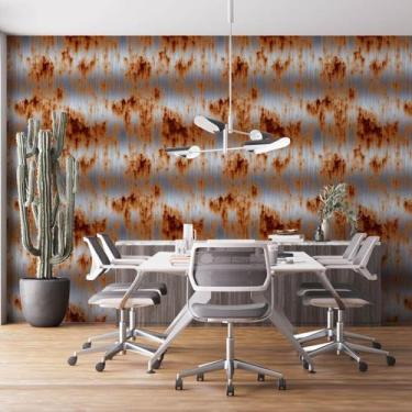 Imagem de Papel De Parede Industrial Aço Cinza Ferrugem Laranja 3m - DELIQUADROS
