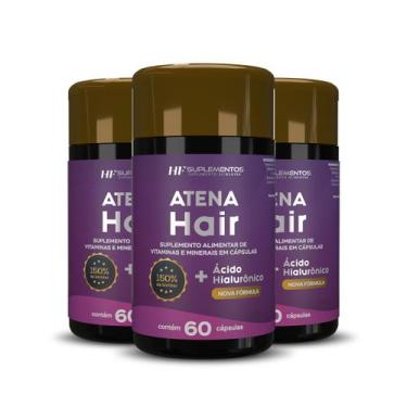 Imagem de 3x atena hair + ácido hialurônico 60 caps hf suplementos