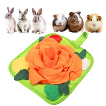 Imagem de LOPERDEVE Tapete De Alimentação Para Coelhos, Brinquedo Interativo Pequenos Animais, 29X29 Cm, Porquinhos-Da-Índia, Furões, Chinchilas, Laranja