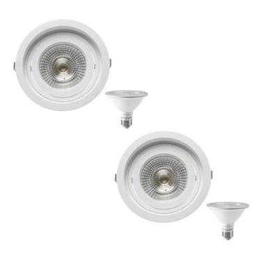 Imagem de 2 Spot Embutir Redondo Recuo PAR30 + 1 Lâmpada LED 10W 6500K E27 - SAV