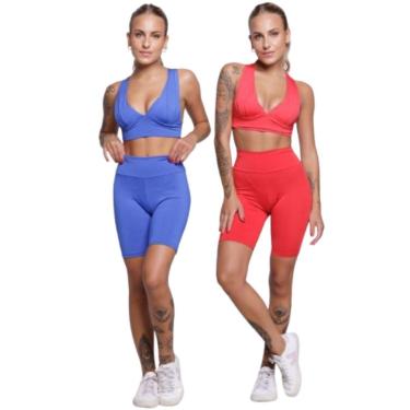Imagem de KIT 2 Conjunto Top Bojo e Bermudinha Serra e Mar Roupa Para Academia Treino Moda Fitness-Feminino
