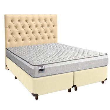 Imagem de Conjunto Cama Box Bege Queen + Colchão Molas Ensacadas Hanover Inducol