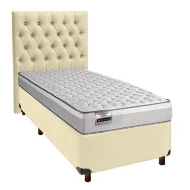 Imagem de Cama + Box Bege e Colchão Molas Ensacadas Solteiro - Hanover Inducol +