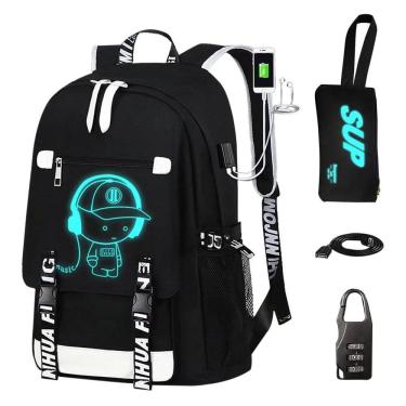 Imagem de Mochila de viagem para laptop ASXMA Luminous Pattern à prova d`água