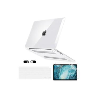 Imagem de Capa para MacBook Pro 13 polegadas A1502/A1425, versão 2012-2015 com tela Retina (sem CD-ROM), capa rígida de plástico transparente 5 em 1, capa de teclado, protetor de tela e capa para webcam