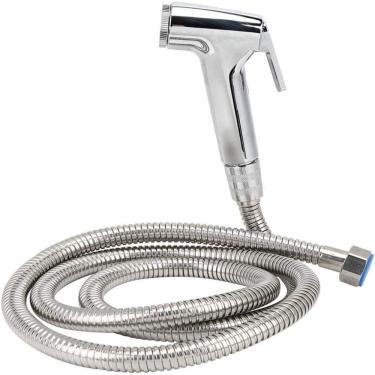 Imagem de Ducha Higienica Intima Cromada Abs Com Gatilho Completa Para Banheiro Flexivel Mangueira 1m Luxo