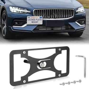 Imagem de Moldura frontal sem furadeira compatível com Volvo S60 | 2019-2023 Suporte de montagem de gancho de reboque para placa de carro antifurto Capas de etiqueta de carro à prova de ferrugem, acessórios de