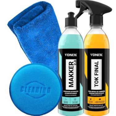 Imagem de Kit Renova Pintura Makker Vonixx Maquiador e Carnaúba Tok Final 500ml Toalha Automotiva Karbox
