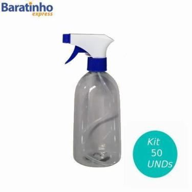 Imagem de Kit 50 Pulverizador Frasco 500 Ml Borrifador Spray Azul - Satyam