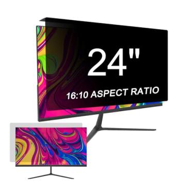 Imagem de LYLSMGS Filtro de tela de privacidade para computador de 24 polegadas para pendurar em acrílico, proteção ocular - filtro antirreflexo e luz azul - para monitor de mesa widescreen 16:10, removível e