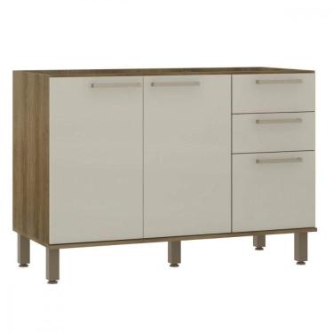 Imagem de Balcão 3 Portas 2 Gavetas Sem Tampo 1,20cm Luciane Isis Avela/mocca