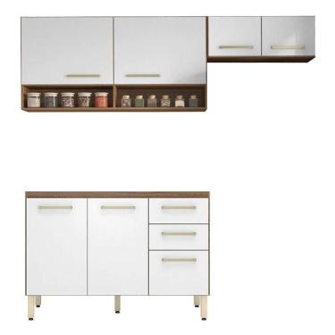 Imagem de Cozinha Compacta Dama Aéreos E Balcão Miss Amêndola Branco - Demóbile