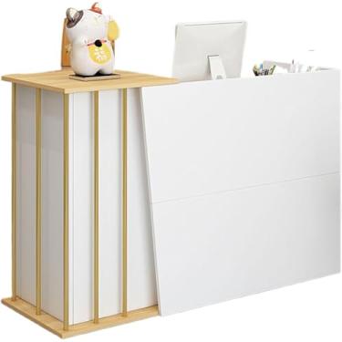 Imagem de Balcão De Recepção Com Gavetas, Salão De Madeira Balcão De Recepção Para Simples Supermercado Moderno Loja De Conveniência Hotel Pequeno Bar Salão De Beleza Loja, B, 100x40x90cm