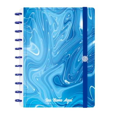 Imagem de Caderno de Disco Inteligente Personalizado Iscool G Lírico Abstrato Abyssal Flow Azul