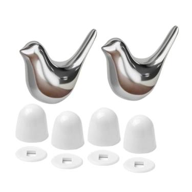 Imagem de Fenteer 2 peças de tampas de parafuso de cerâmica para vaso sanitário, tampas de parafuso universais para piso de vaso sanitário, Prata
