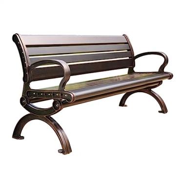 Imagem de Cadeiras de parque para banco de jantar, bancos externos de alumínio totalmente fundido, bancos de lazer de metal com encostos no parque, jardim, terraços, móveis de assento ao ar livre (grande)