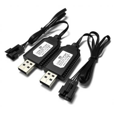 Imagem de SM-4P USB Charger for 7.4V Li-ion Battery,Compatible with RC Car/Boat/Gel Blaster USB Charging Cable - 2Pack
