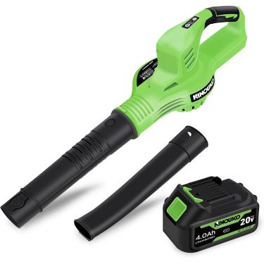 Imagem de Soprador de folhas sem fio, soprador de folhas elétrico sem fio de 20 V com bateria de 4000 mAh e carregador, 2 modos de velocidade, sopradores de folhas leves alimentados por bateria para cuidados