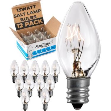 Imagem de Lâmpada Salt Rock Pacote com 10 + 2 lâmpadas de substituição grátis de 15 watts para lâmpadas e cestos de sal do Himalaia, lustres, aquecedores de cera e aromatizantes, luzes noturnas. Soquete E12 incandescente com base de candelabro, C7