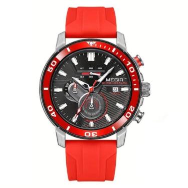 Imagem de Relógio Esportivo Estilo Casual Pulseira De Silicone Resistente à água 3atm Vermelho
