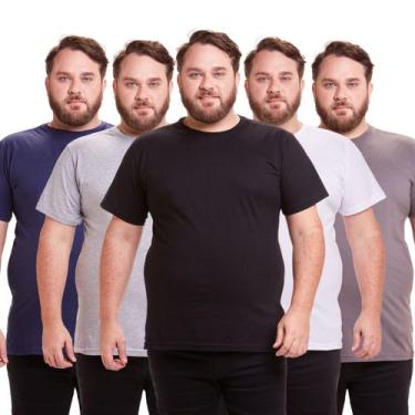 Imagem de Kit 5 Camisa Masculina Básica Plus Size - Daze Modas, Preto branco cin