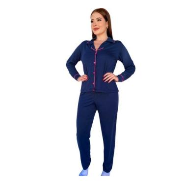Imagem de Conjunto Pijama de Frio Aberto Americano Manga Longa - Nannamia, Azul,
