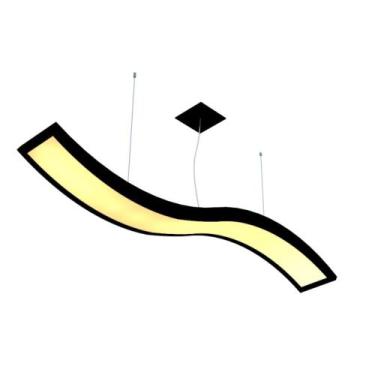 Imagem de Lustre Pendente Retangular Onda LED 24w 2700k 160cm Madeira - FOXLustr