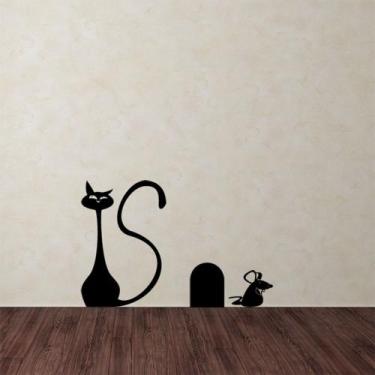 Imagem de Adesivo de Parede - Gato e Rato - 010anm - Allodi
