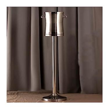 Imagem de Balde de gelo para festas Balde de gelo de parede dupla de aço inoxidável com suporte para refrigerador de vinho, baldes de gelo para festas, festivais, bar, uso externo ou interno, 4 L, altura 90 cm