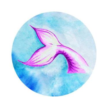 Imagem de Painel de Tecido Sublimado Redondo Sereia Cauda Aquarelada Lilás - Fab