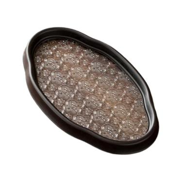 Imagem de IEUDNS Bandeja de vidro com flor de begônia, xícara de chá, frutas, lanche, bolo, organizador de joias para eventos, sala de jantar, B