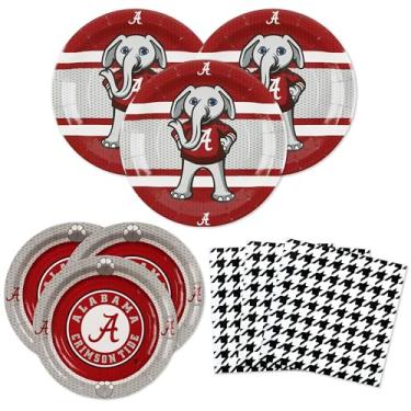Imagem de Pratos e guardanapos de papel Alabama – Conjunto maior com 32 pratos de sobremesa, 32 pratos de jantar grandes e 32 guardanapos. Oficialmente licenciado por Havercamp.