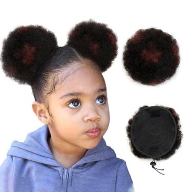 Imagem de Boymia Rabo de cavalo afro para mulheres negras #H1-99J mistura preta natural vinho tinto 10 cm extensões de rabo de cavalo afro cabelo humano delicado e fofo cachos soltos kinky coque para cabelo