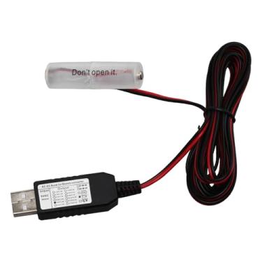 Imagem de Kit conversor de fonte de alimentação USB substituto eliminador de bateria, 5V para 1,5V/3V/4,5V/6V/9V, 1-4 cabos AA/AAA 200 cm Connect Multi para luz LED (1AA-1,5V)