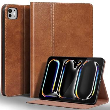 Imagem de Gexmil Capa de couro para iPad Pro de 11 polegadas M4 2024 com suporte ajustável, capa protetora à prova de choque de couro inteligente inteligente, hibernar/despertar automático, antiderrapante