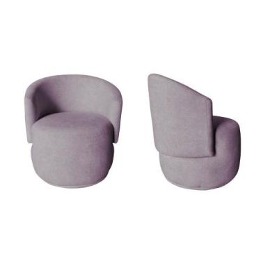 Imagem de Kit 2 Poltronas Decorativa Beatriz Orgânica Veludo Rosê - Mansão Decor