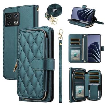 Imagem de Furiet Argyle Capa carteira para OnePlus 10 Pro One Plus 10Pro 5G com alça de pulso, 9 + compartimentos para cartões com zíper e suporte para celular On 1Plus 1 + Plus10 1+ Pro Ten mulheres meninas