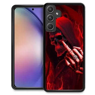 Imagem de FKBRCL4U Capa para Samsung Galaxy A55 5G, design gráfico com estampa de crânio engraçado, design gráfico de silicone macio, acrílico, proteção contra choque para Samsung Galaxy A55 5G