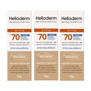Imagem de Kit 3 Protetor Facial Helioderm Fps70 Bege Médio 50g - Kley Hertz
