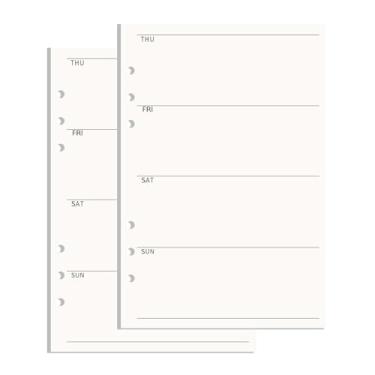 Imagem de NatSumeBasics Refil de papel A5 12,7 cm x 20,3 cm sem data para fichário semanal insere 90 folhas, 6 furos, bolso para diário de viagem pessoal (2 A5 semanais)